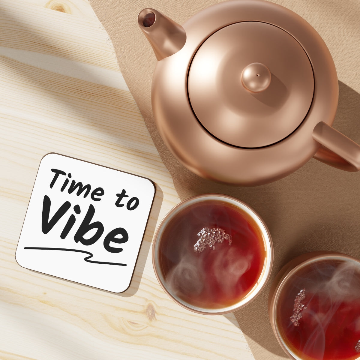 Time to Vibe Hardboard Back Coaster