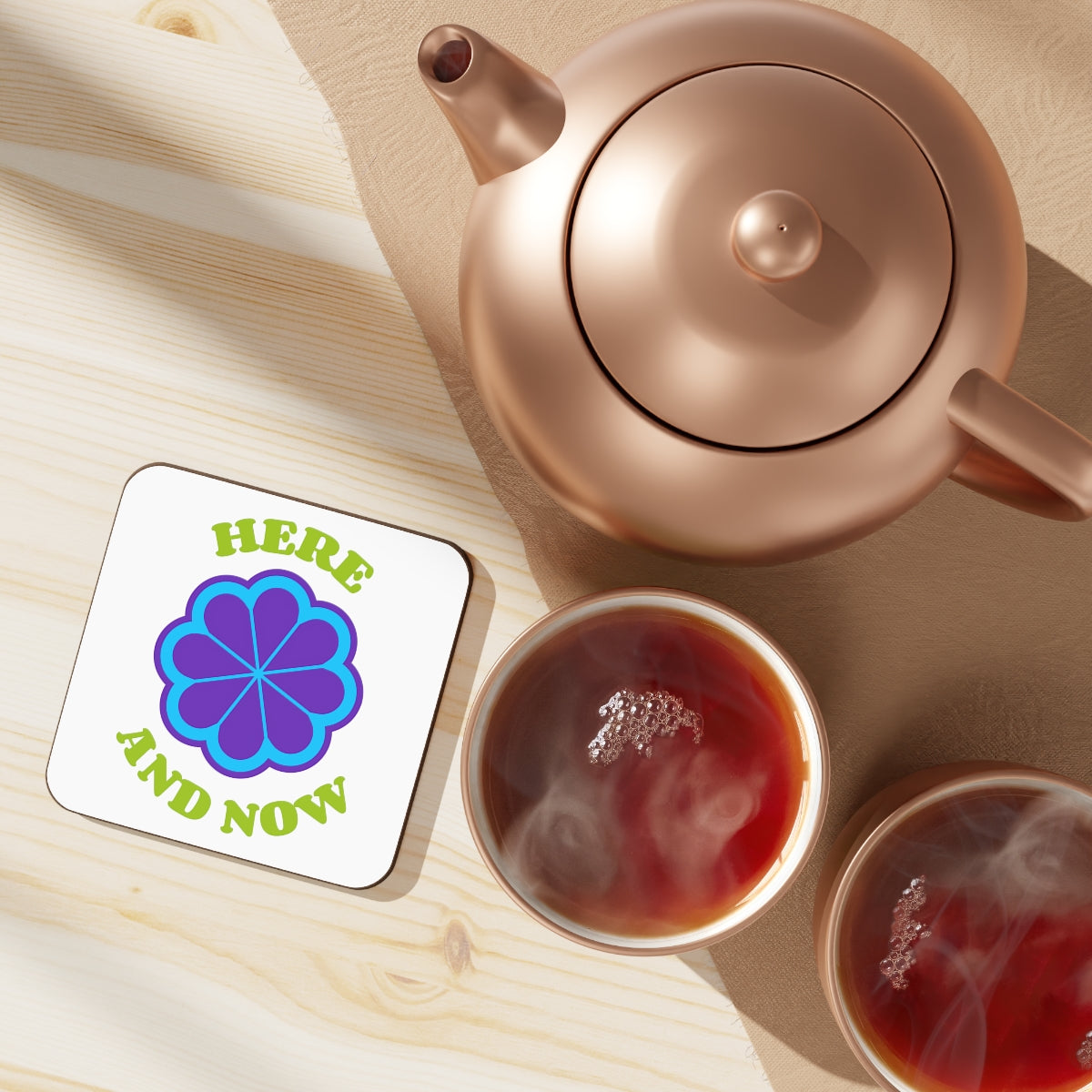 Here and Now Flower Hardboard Back Coaster