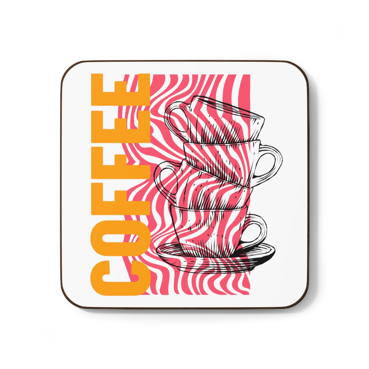 Coffee Stacked Trippy Hardboard Back Coaster