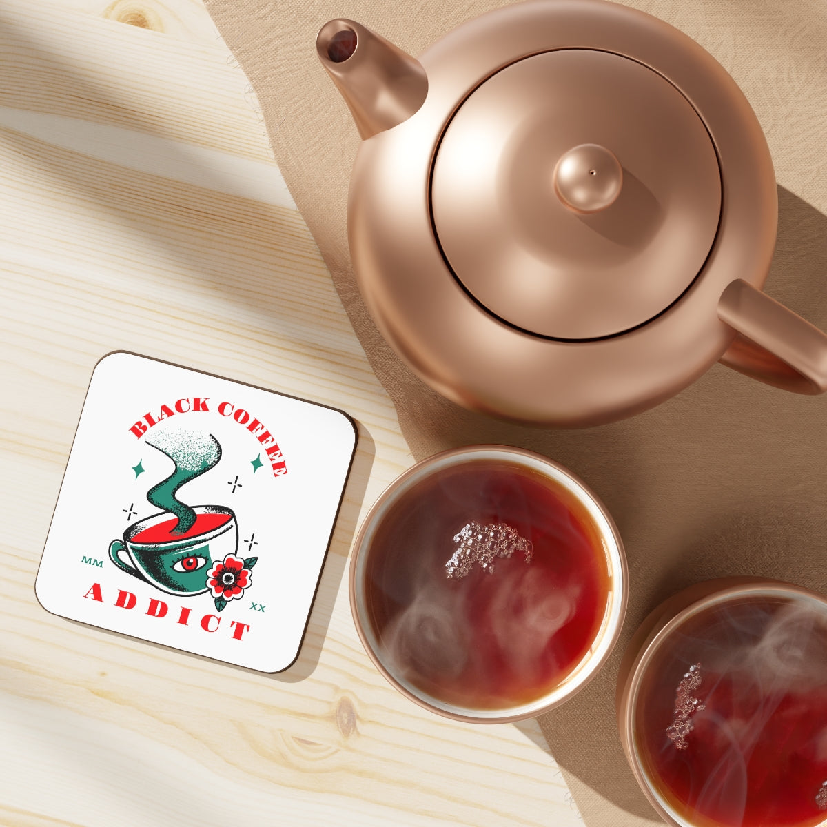 Black Coffee Addict Hardboard Back Coaster