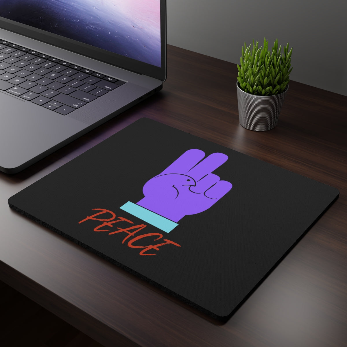 Peace Sign Purple Dove Hand Rectangular Mouse Pad