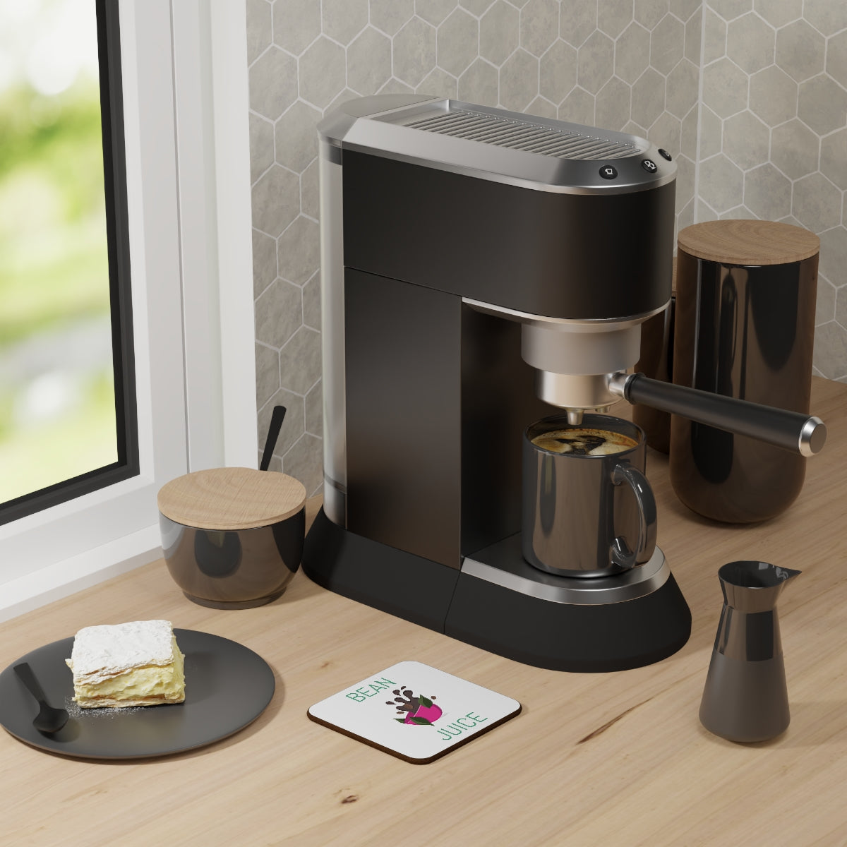 Coffee Bean Juice Hardboard Back Coaster
