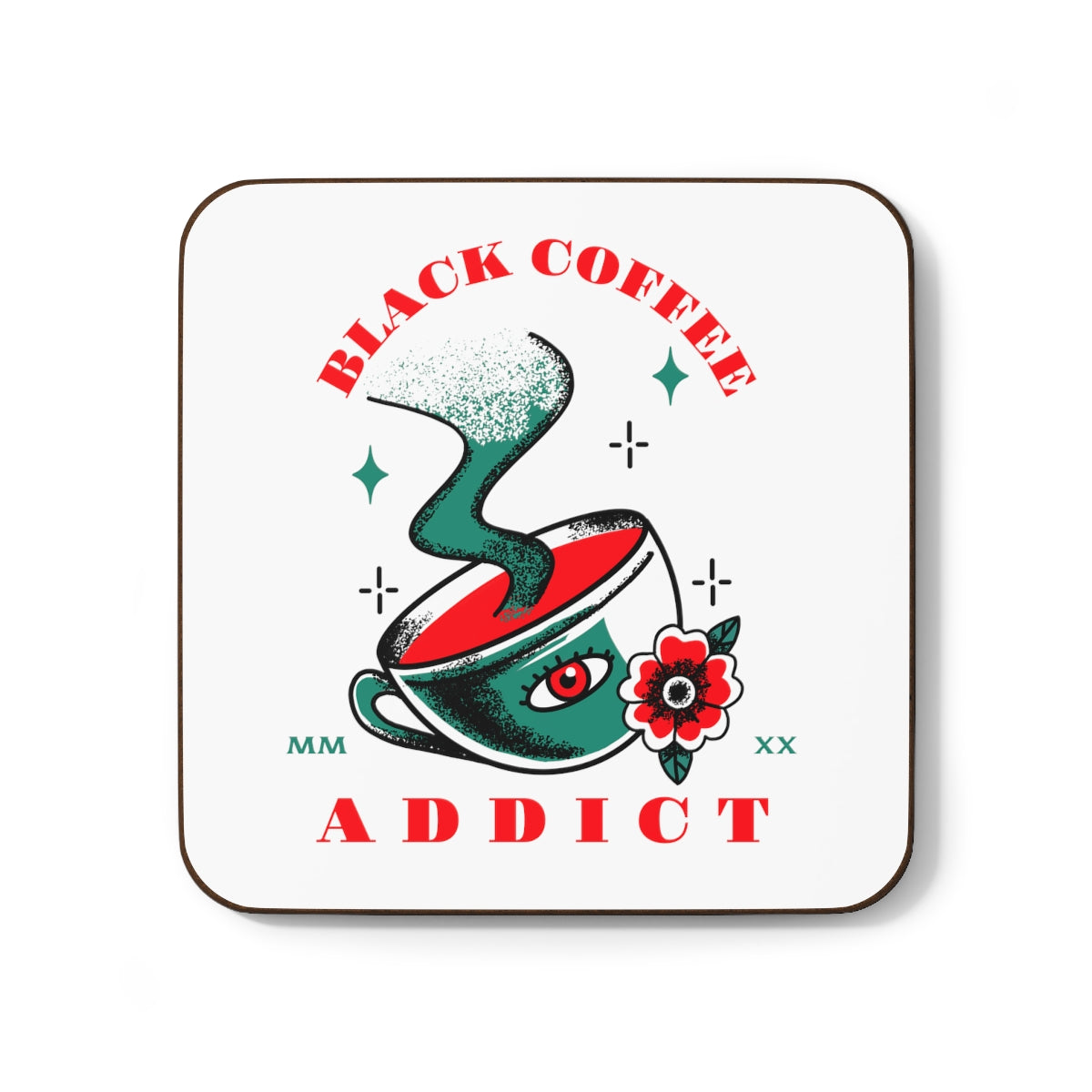 Black Coffee Addict Hardboard Back Coaster