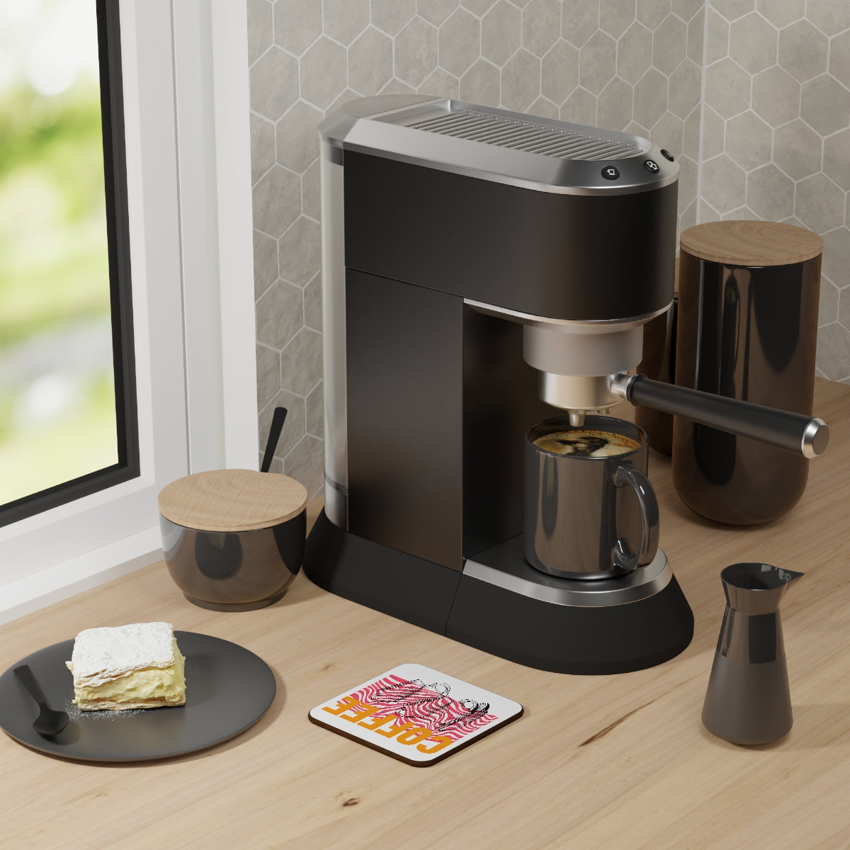 Coffee Stacked Trippy Hardboard Back Coaster