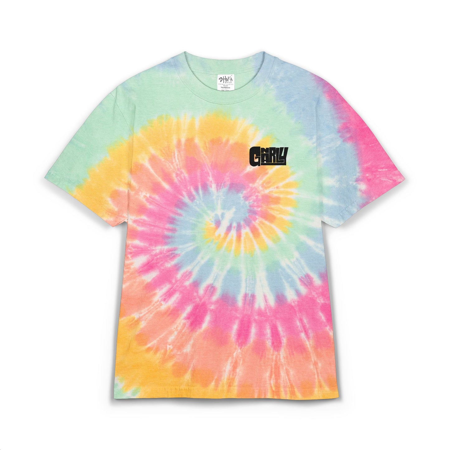 Gnarly Tie-Dye Spiral Embroidered Tee — Pastel Rainbow Oversized T-Shirt