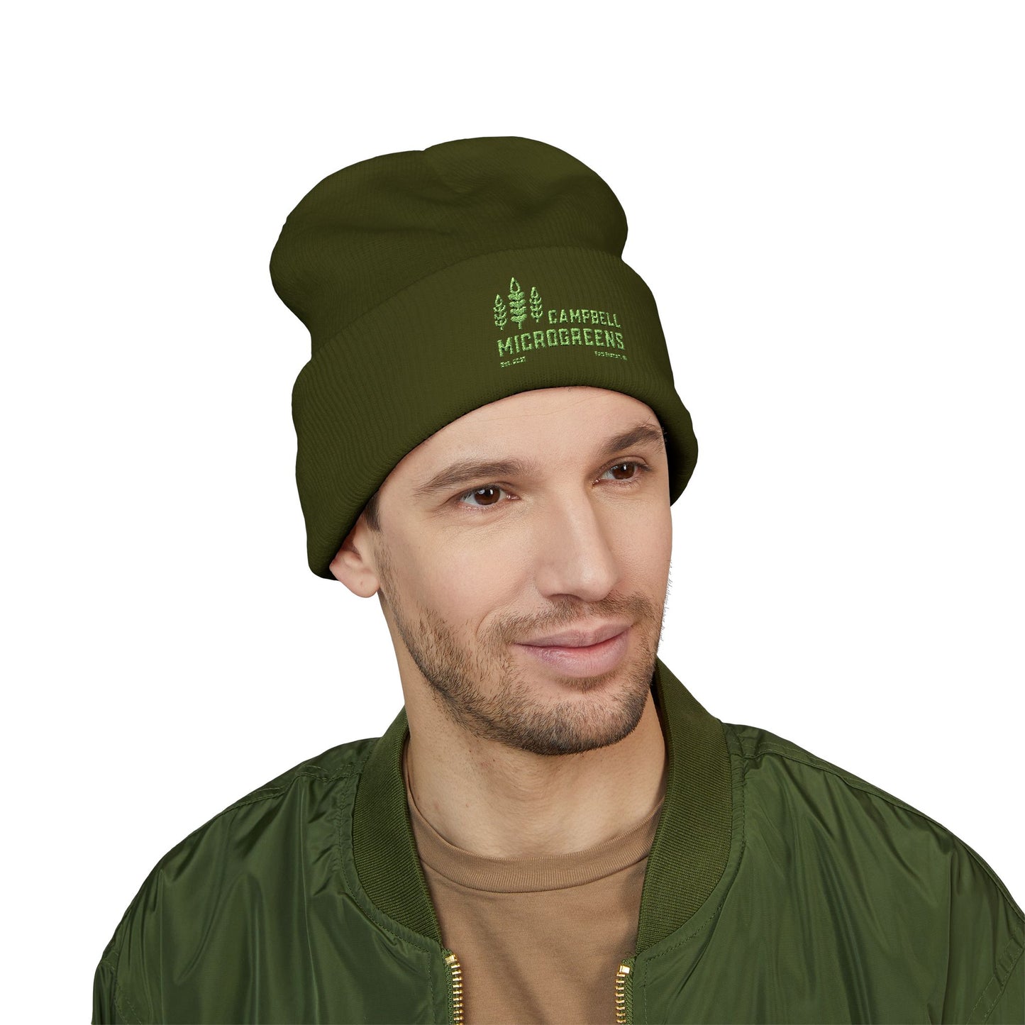 Embroidered 'Campbell Microgreens' Classic Cuffed Beanie