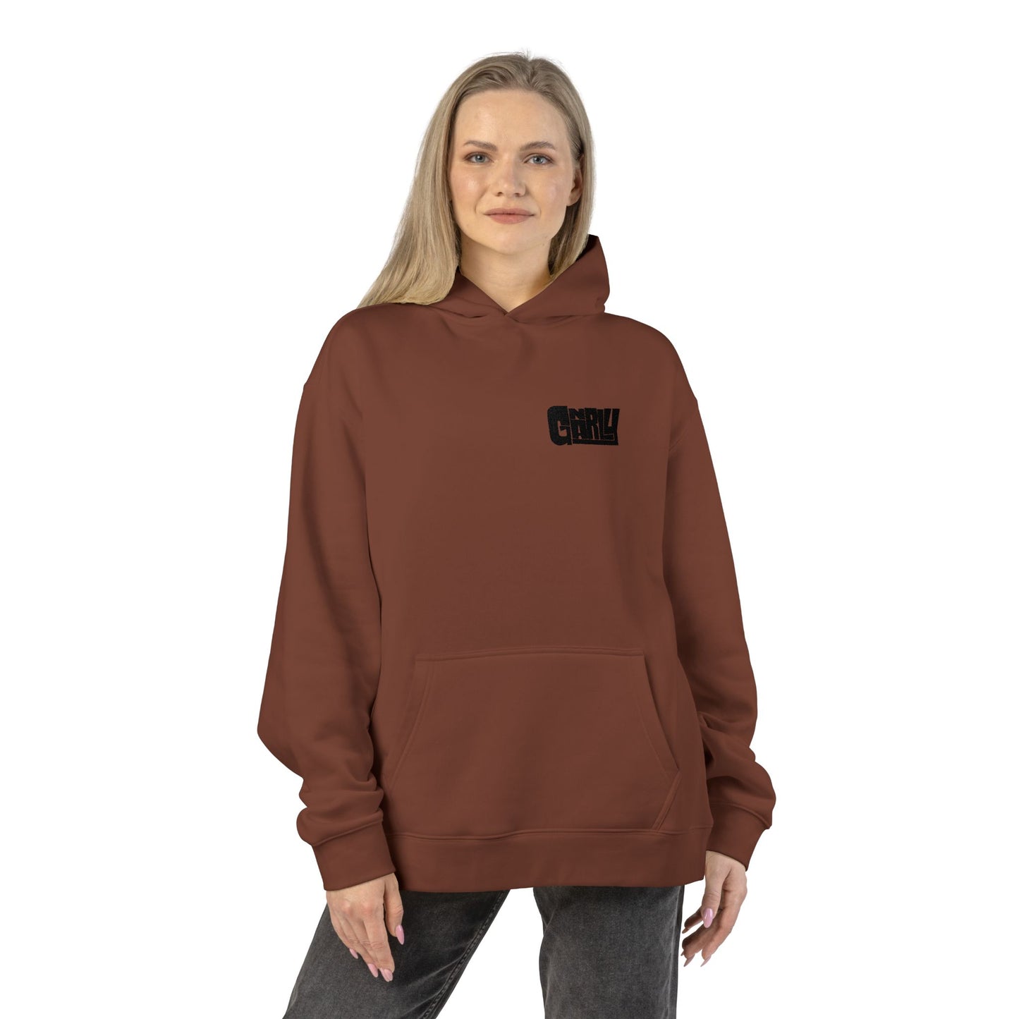 Relaxed Hoodie — Minimalist White Pullover with Small 'GNARLY' Chest Logo