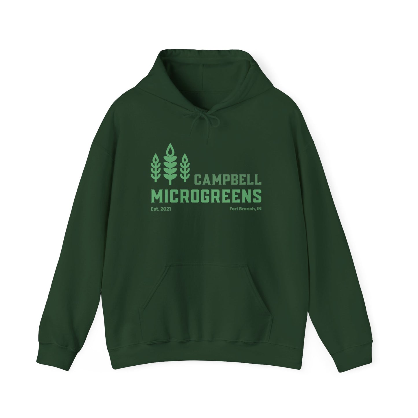 Microgreens Hoodie — "Campbell Microgreens" Eco Garden Logo Sweatshirt