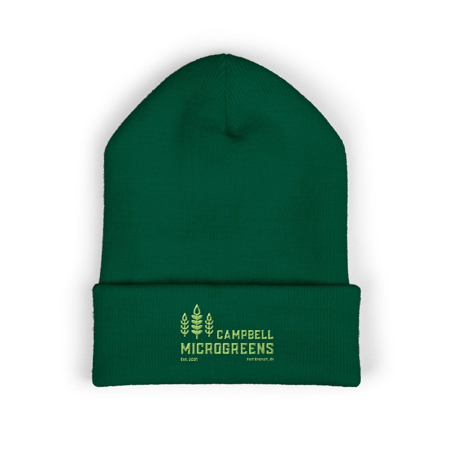 Embroidered 'Campbell Microgreens' Classic Cuffed Beanie