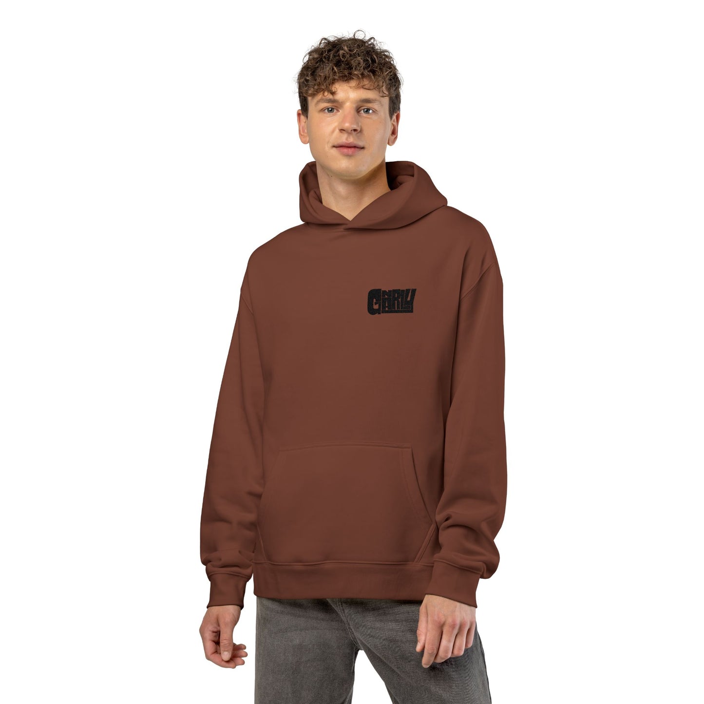 Relaxed Hoodie — Minimalist White Pullover with Small 'GNARLY' Chest Logo
