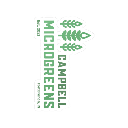 Campbell Microgreens Vinyl Sticker — Kiss-Cut Decal (Est. 2021, Fort Branch IN)