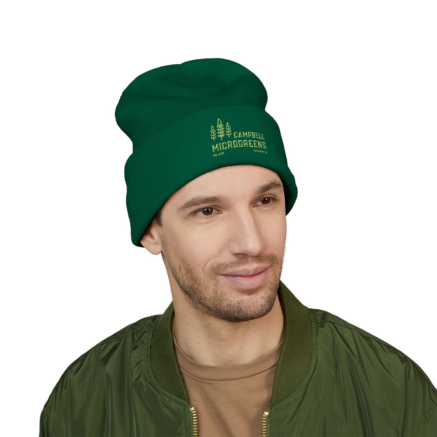 Embroidered 'Campbell Microgreens' Classic Cuffed Beanie