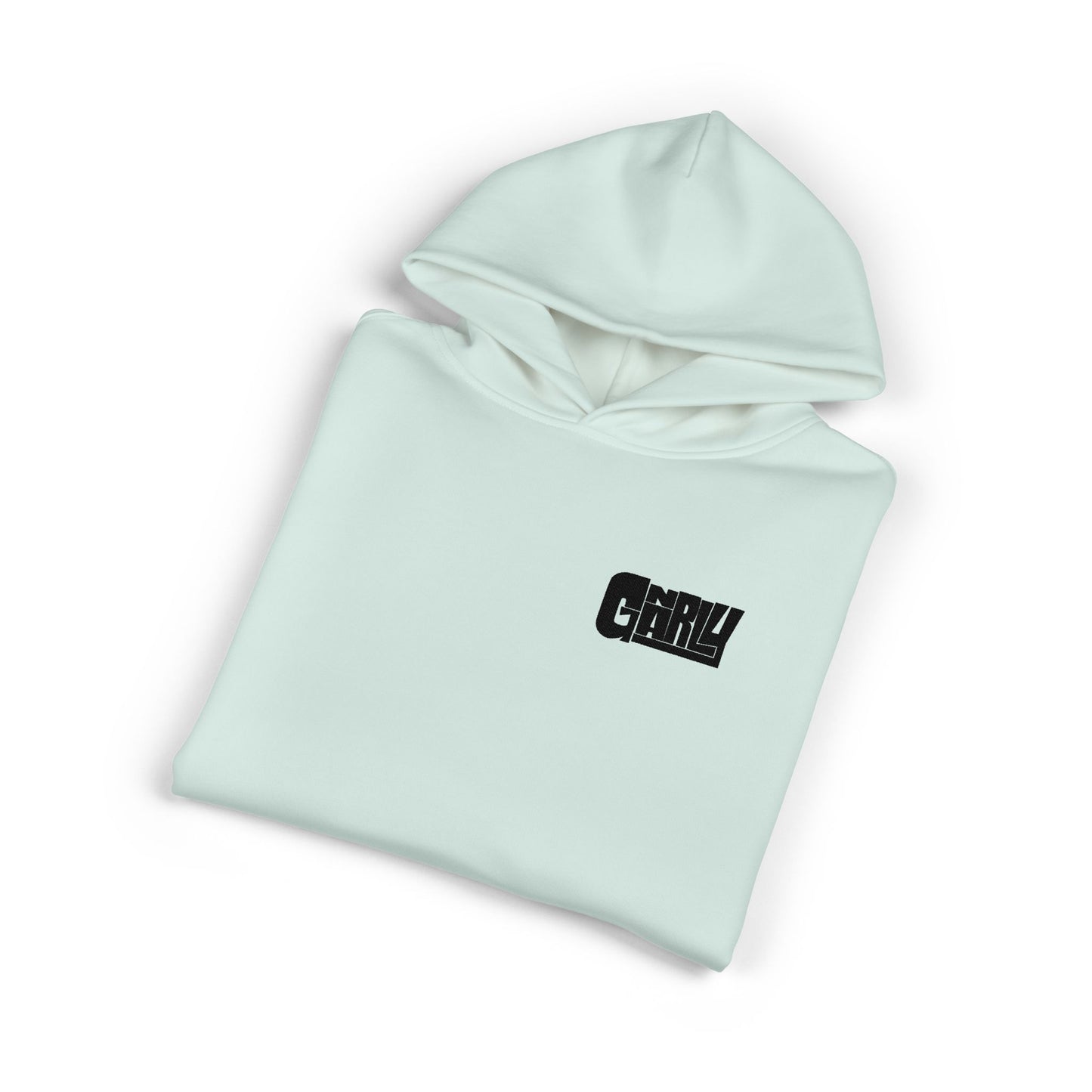 Relaxed Hoodie — Minimalist White Pullover with Small 'GNARLY' Chest Logo