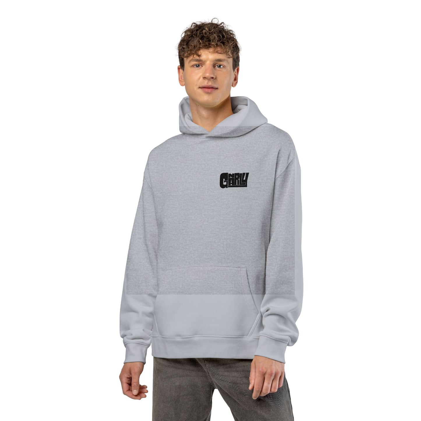 Relaxed Hoodie — Minimalist White Pullover with Small 'GNARLY' Chest Logo