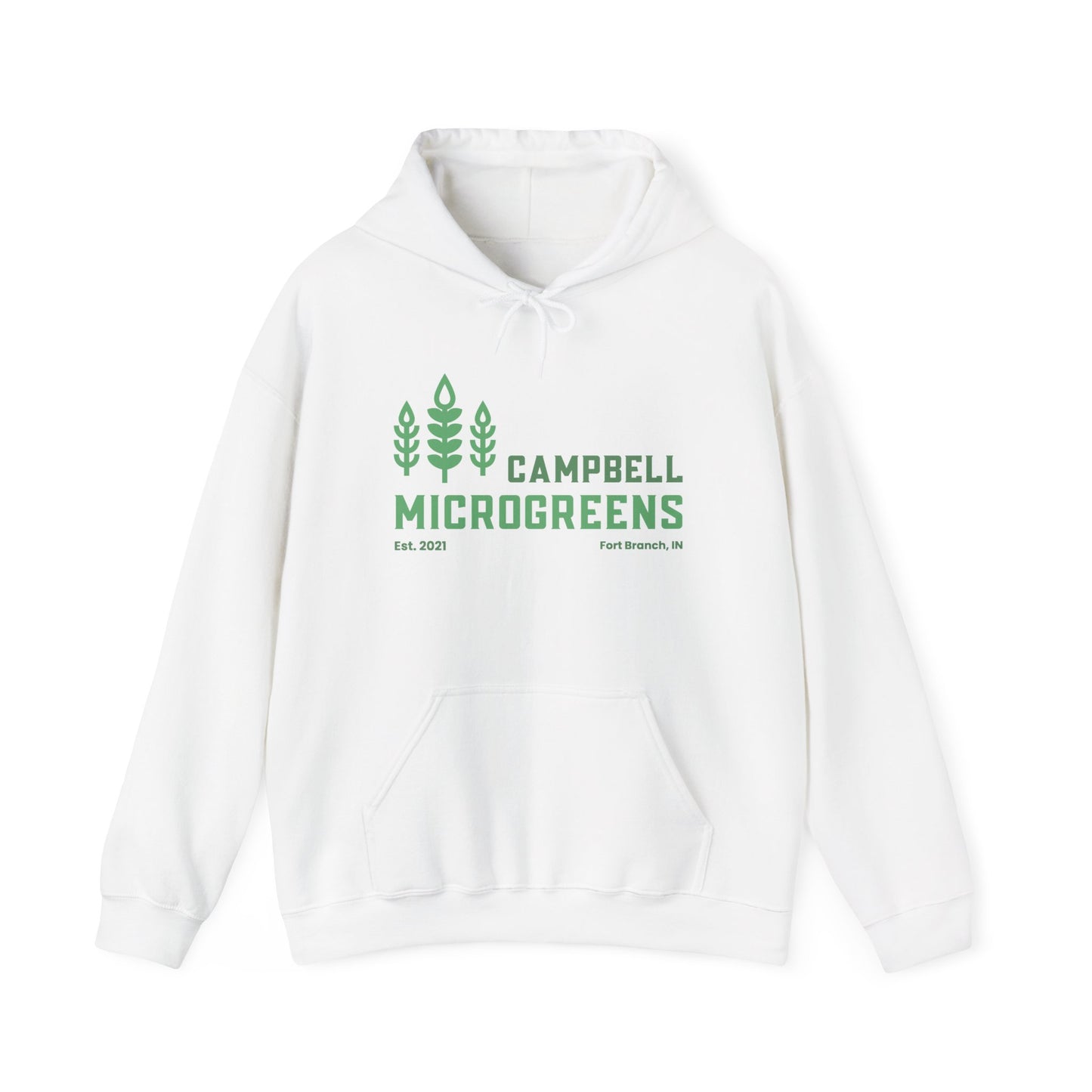 Microgreens Hoodie — "Campbell Microgreens" Eco Garden Logo Sweatshirt