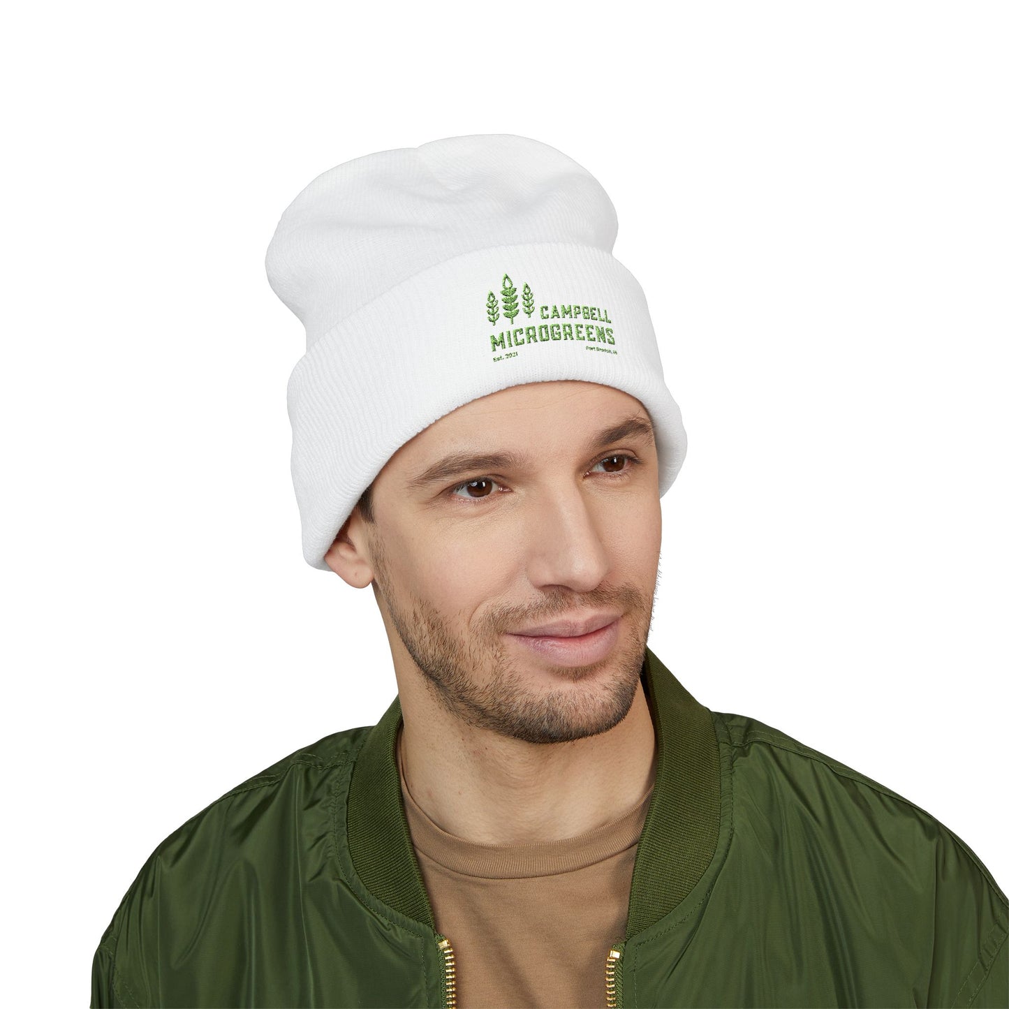 Embroidered 'Campbell Microgreens' Classic Cuffed Beanie