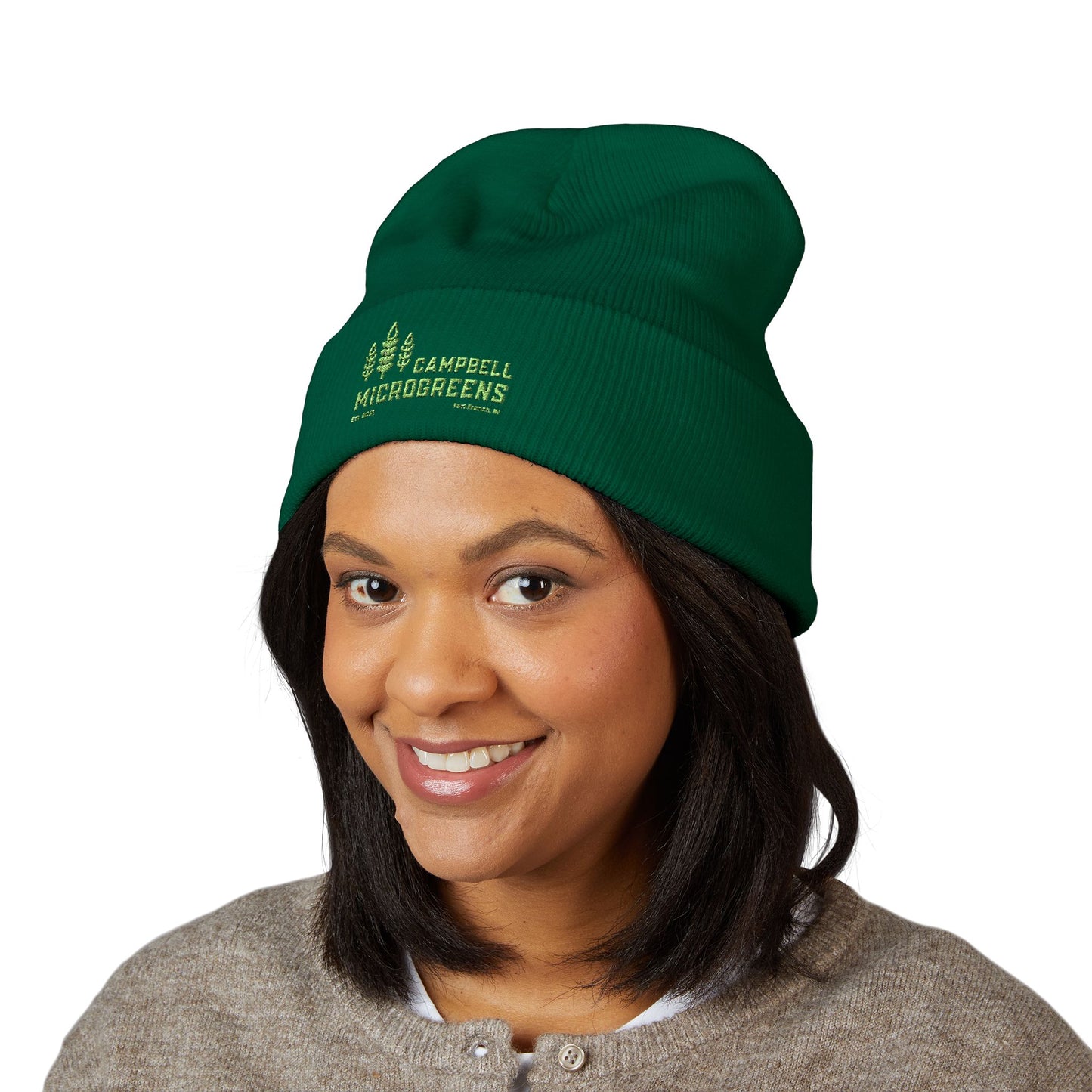 Embroidered 'Campbell Microgreens' Classic Cuffed Beanie