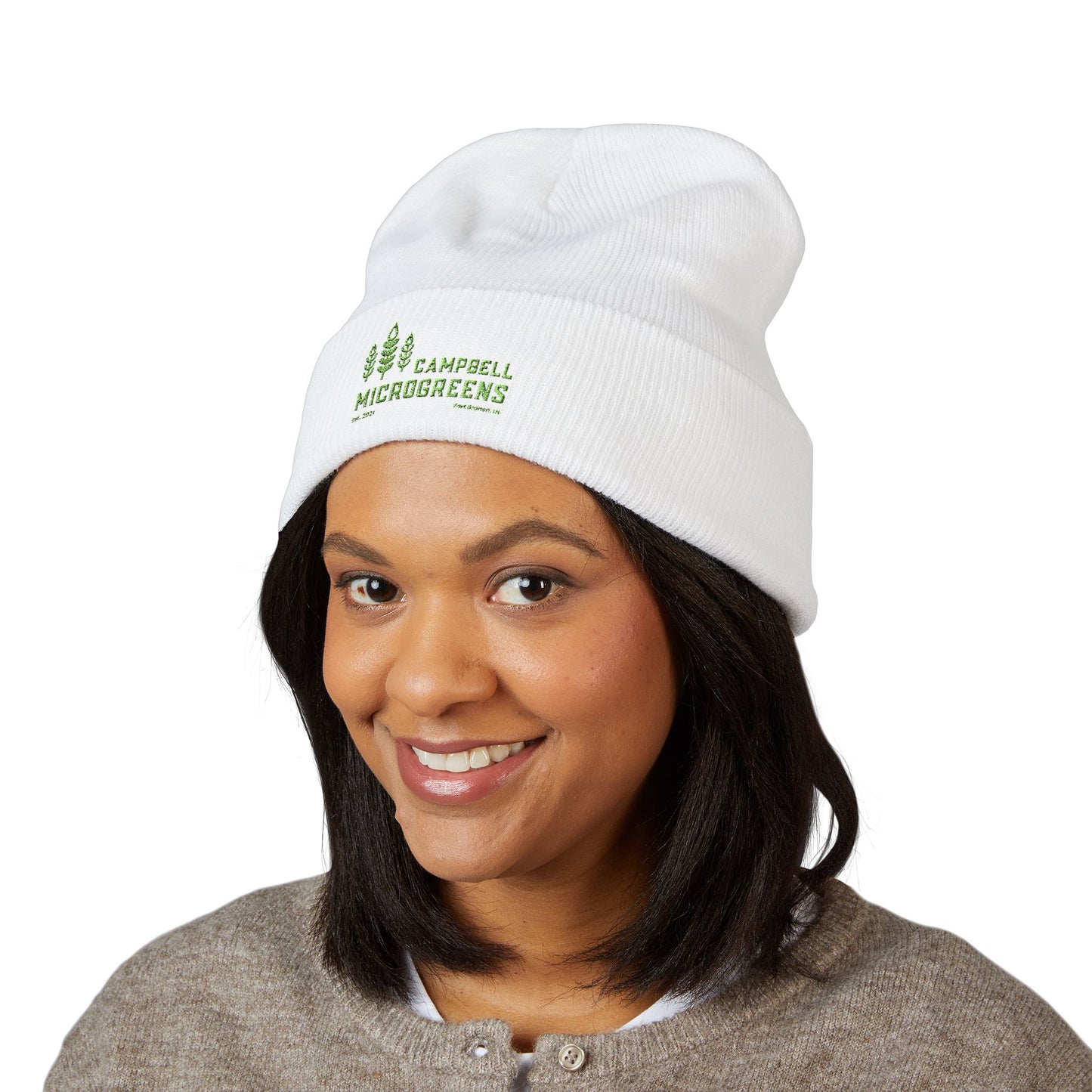 Embroidered 'Campbell Microgreens' Classic Cuffed Beanie
