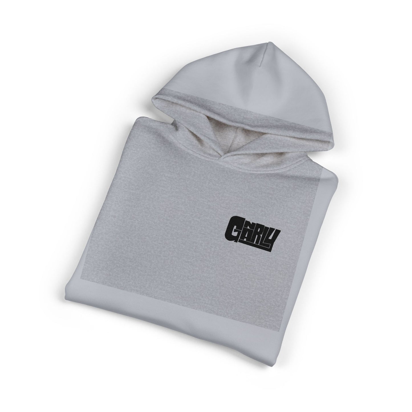 Relaxed Hoodie — Minimalist White Pullover with Small 'GNARLY' Chest Logo