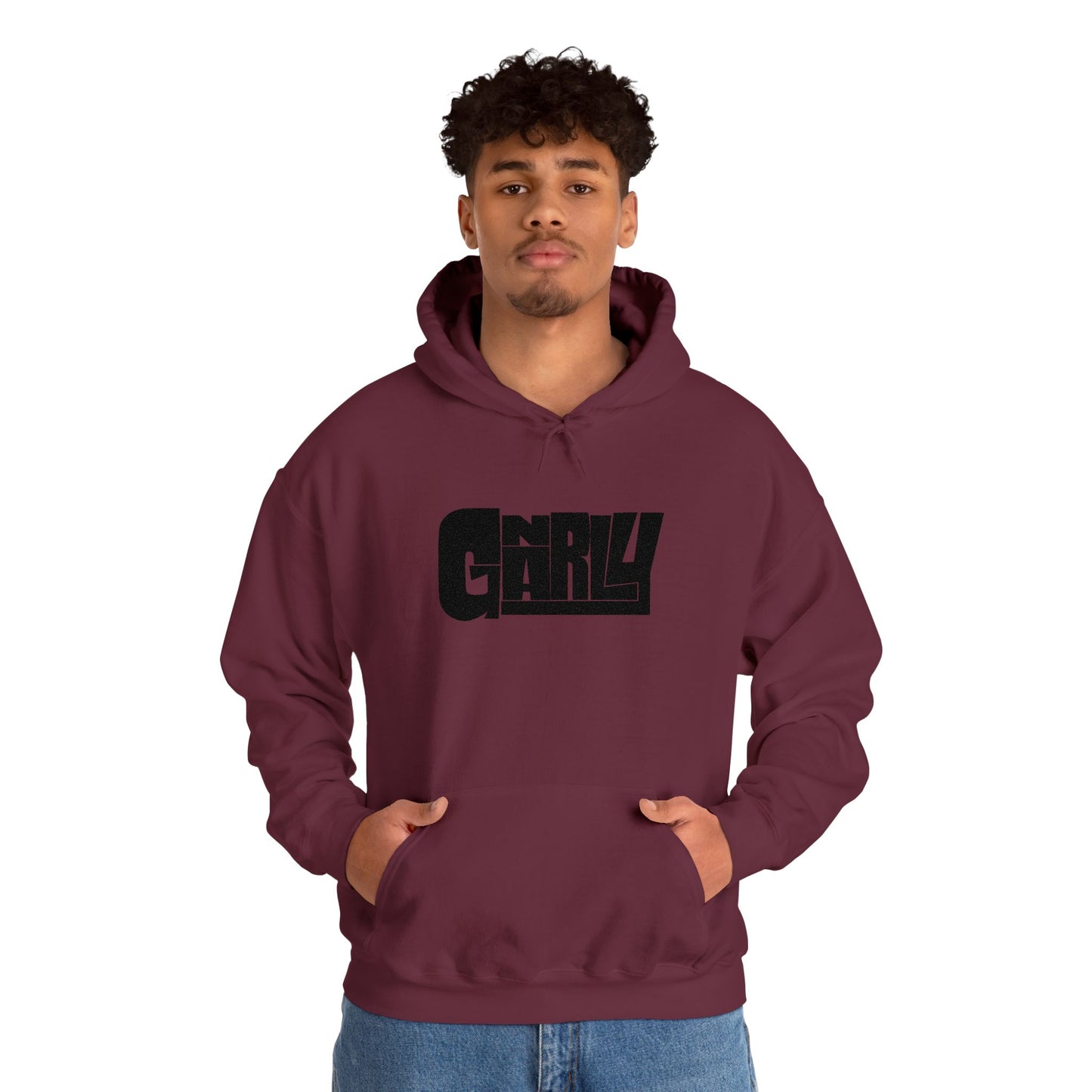 Gnarly Retro Chill Graphic Hoodie — Vintage Texture Logo Pullover