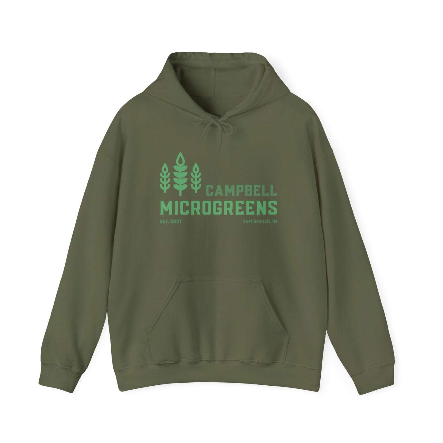 Microgreens Hoodie — "Campbell Microgreens" Eco Garden Logo Sweatshirt