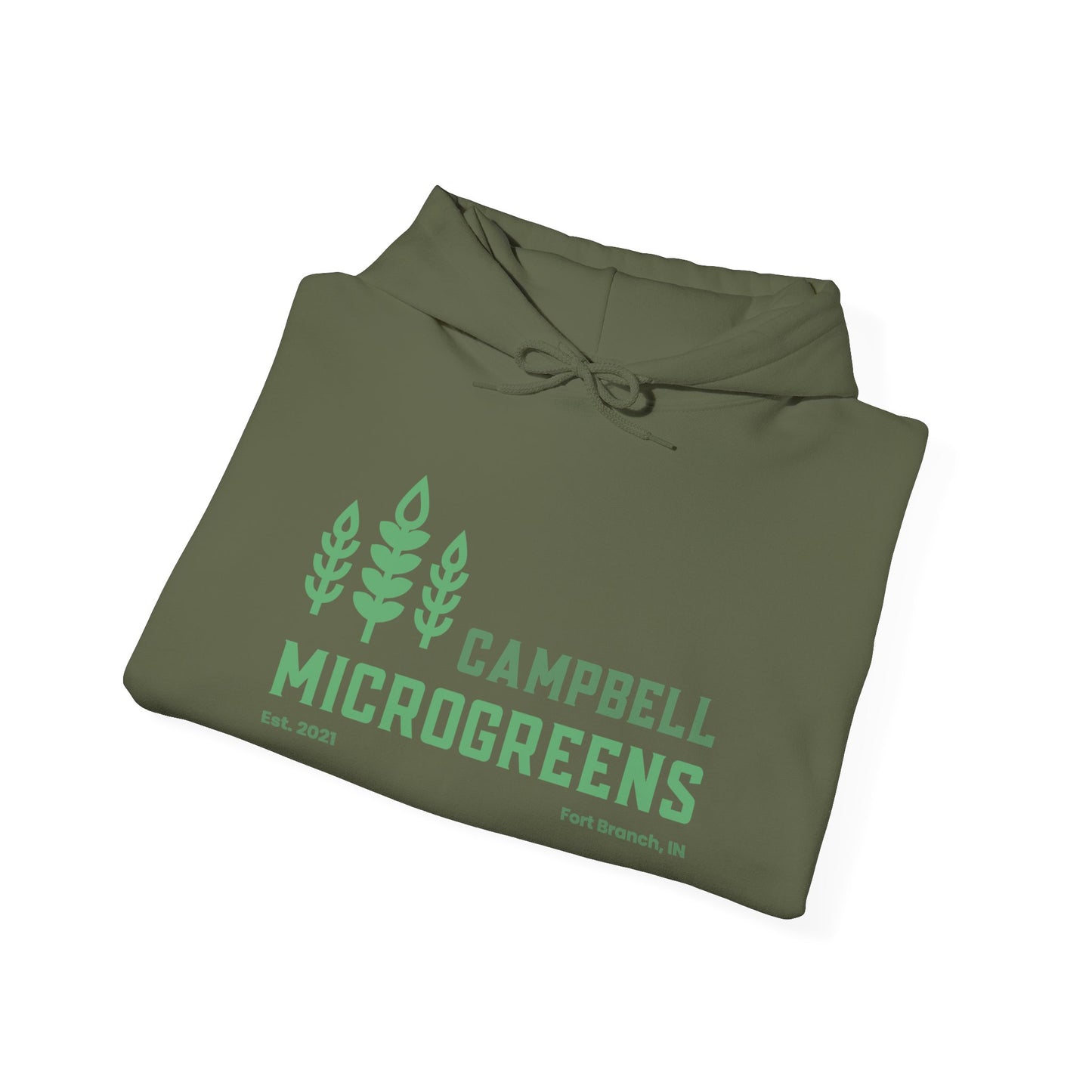 Microgreens Hoodie — "Campbell Microgreens" Eco Garden Logo Sweatshirt