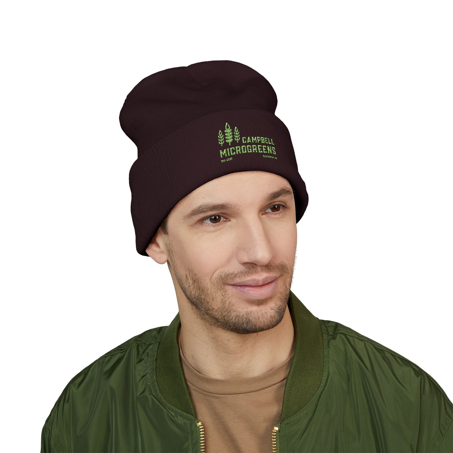 Embroidered 'Campbell Microgreens' Classic Cuffed Beanie