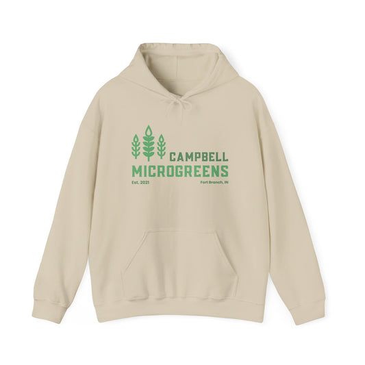 Microgreens Hoodie — "Campbell Microgreens" Eco Garden Logo Sweatshirt