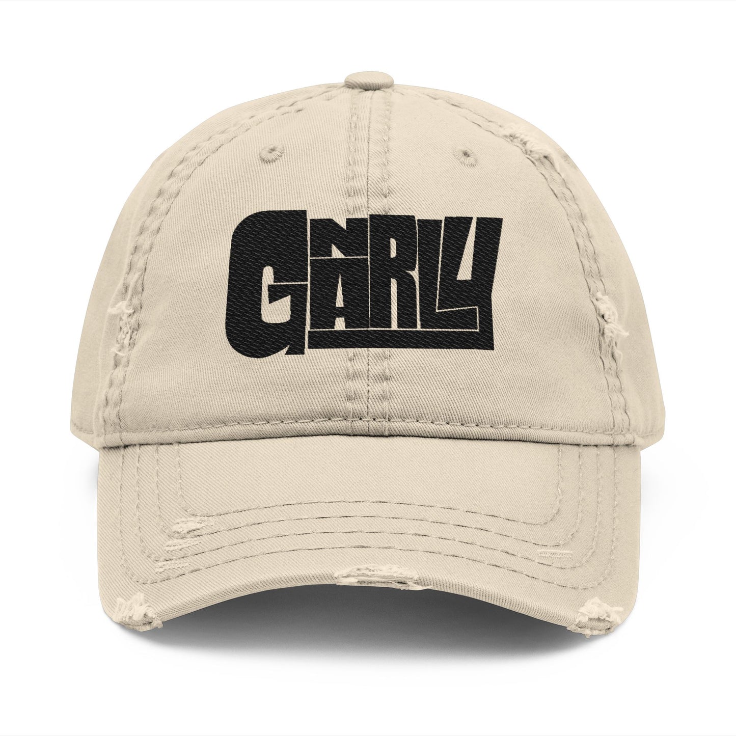 Distressed Embroidered 'Gnarly' Dad Hat — Vintage Surf Skate Cap