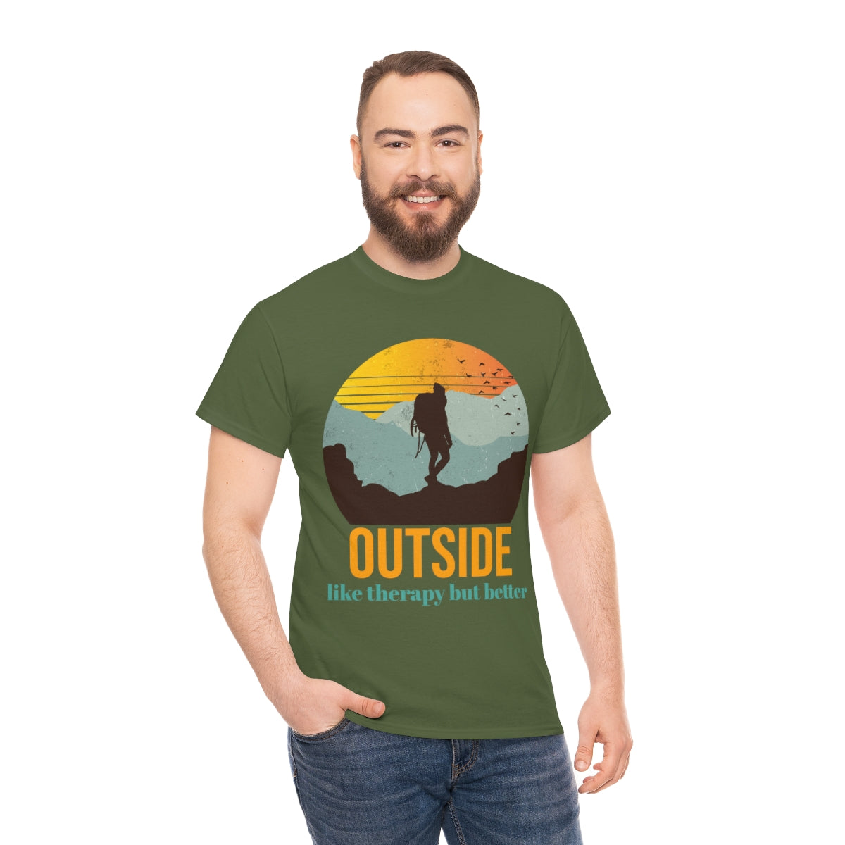 Outside, like therapy but Better Unisex Heavy Cotton Tee