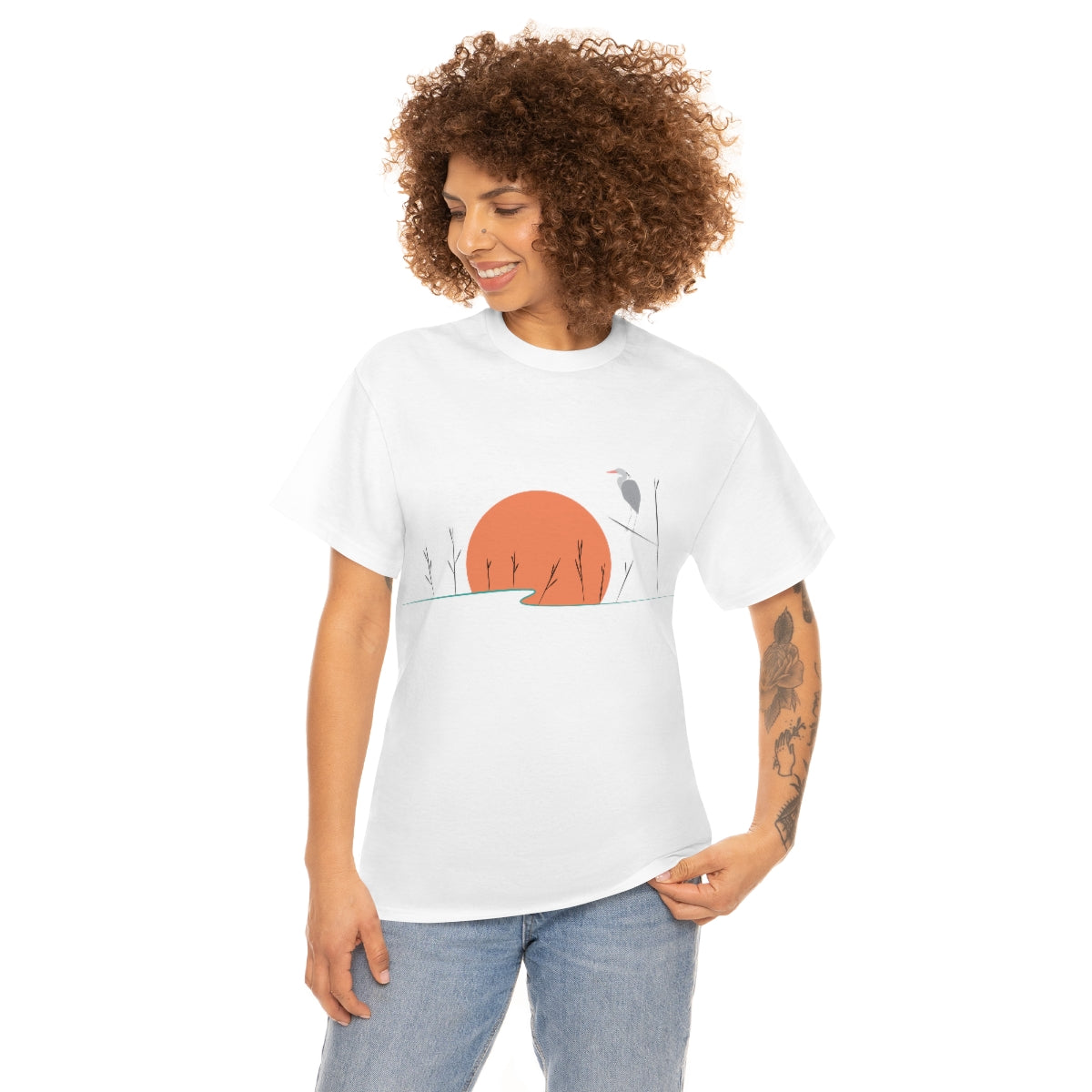 Tranquil Crane Unisex Heavy Cotton Tee