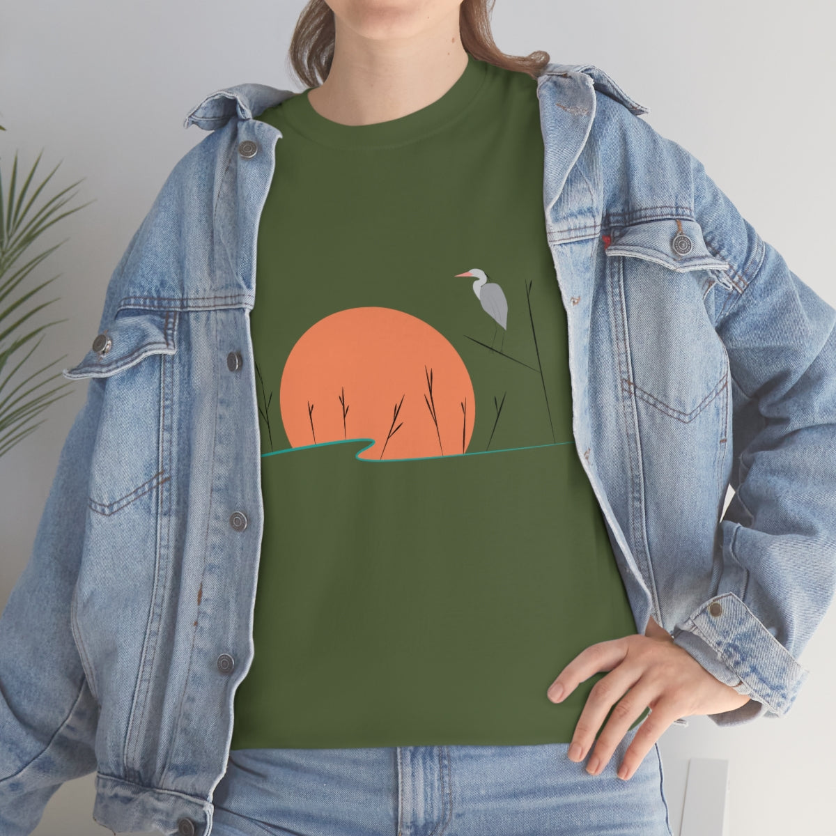 Tranquil Crane Unisex Heavy Cotton Tee