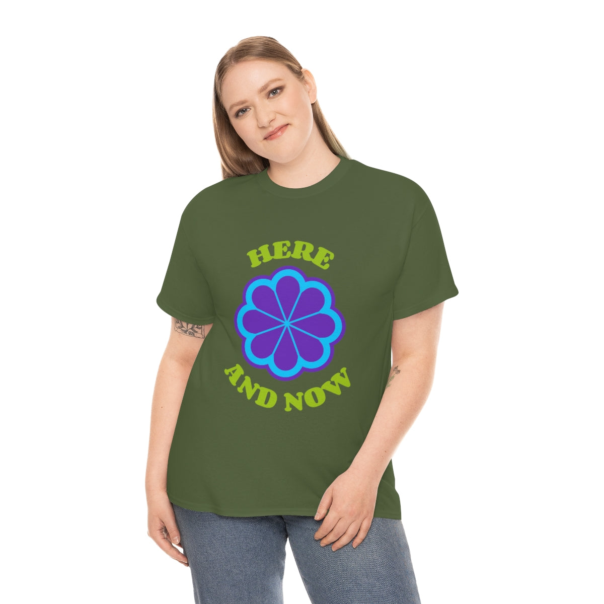 Here And Now Flower Unisex Heavy Cotton Tee