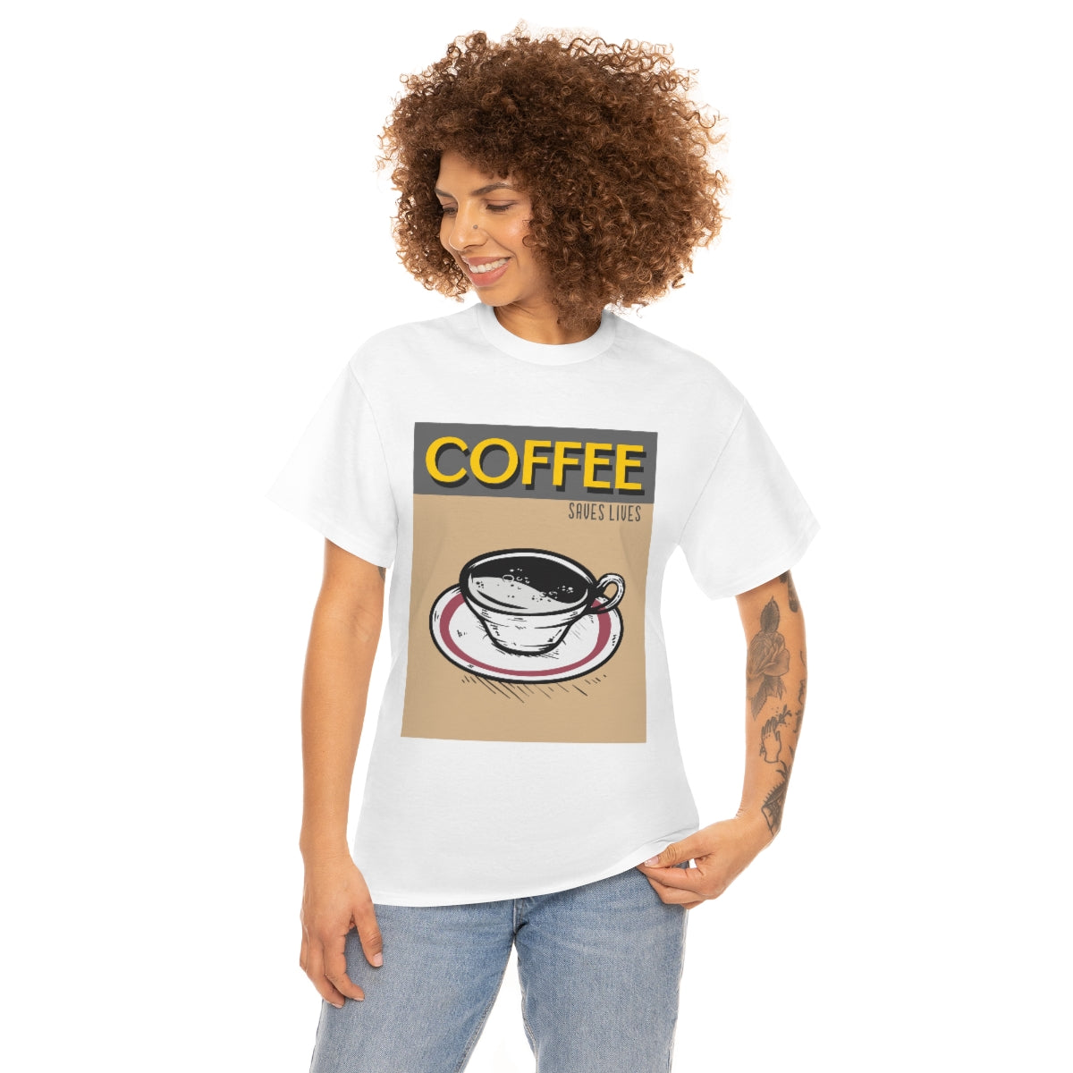 Coffee Saves Lives Unisex Heavy Cotton Tee