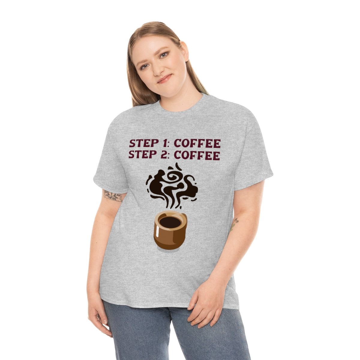 Step One: Coffee Step Two: Coffee Unisex Heavy Cotton Tee