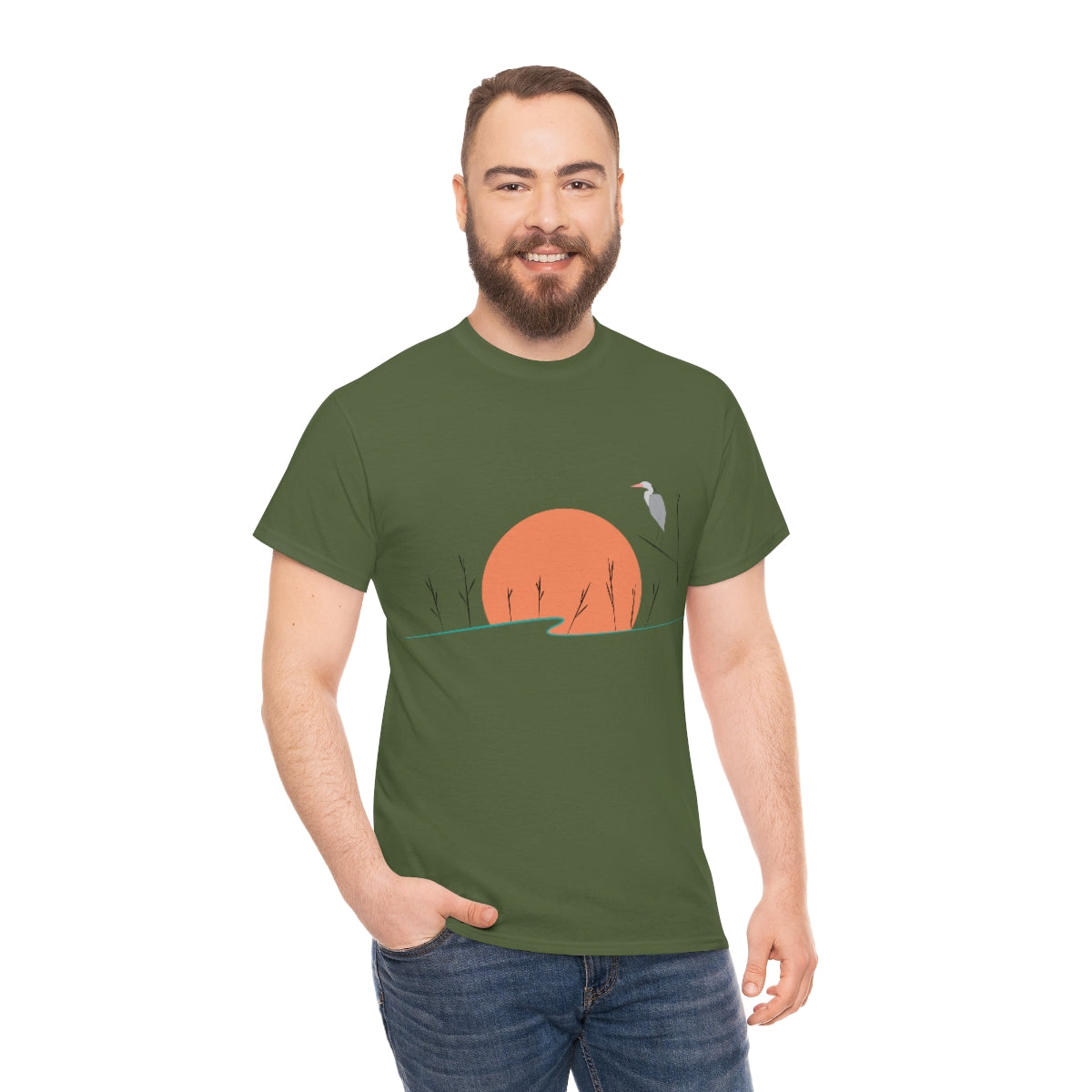 Tranquil Crane Unisex Heavy Cotton Tee