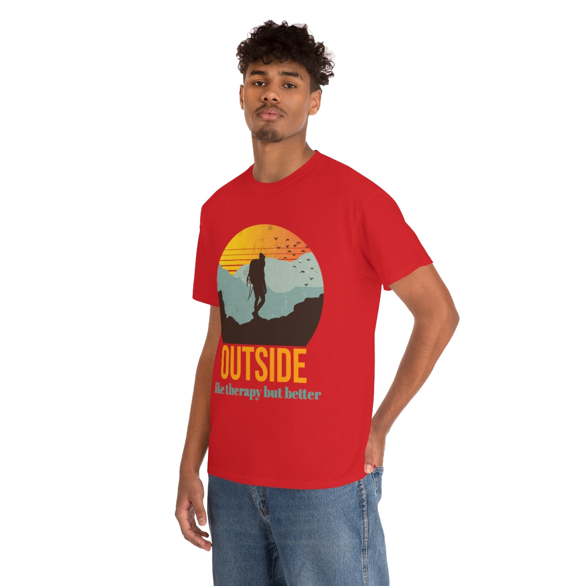 Outside, like therapy but Better Unisex Heavy Cotton Tee