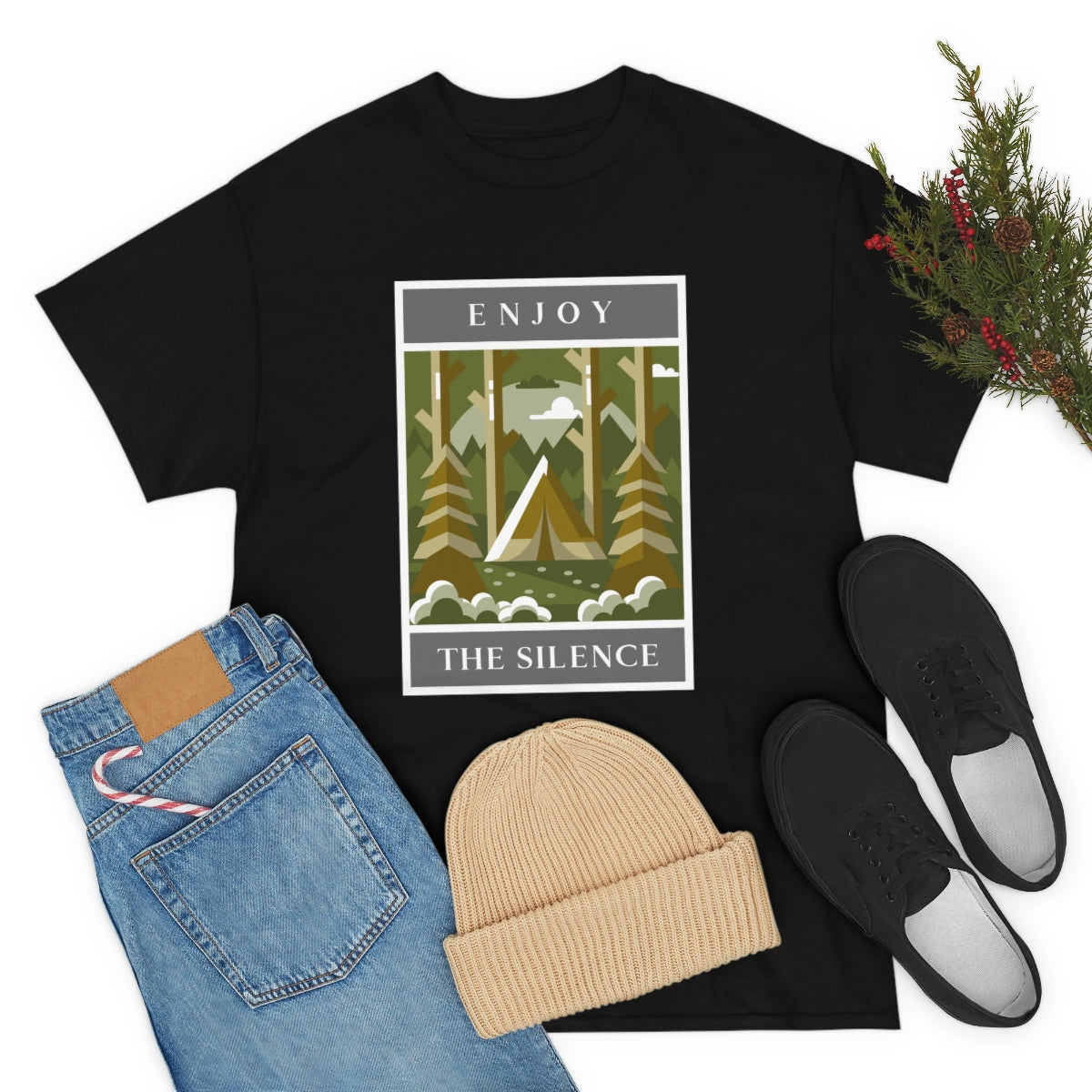 Enjoy the Silence Camping Unisex Heavy Cotton Tee