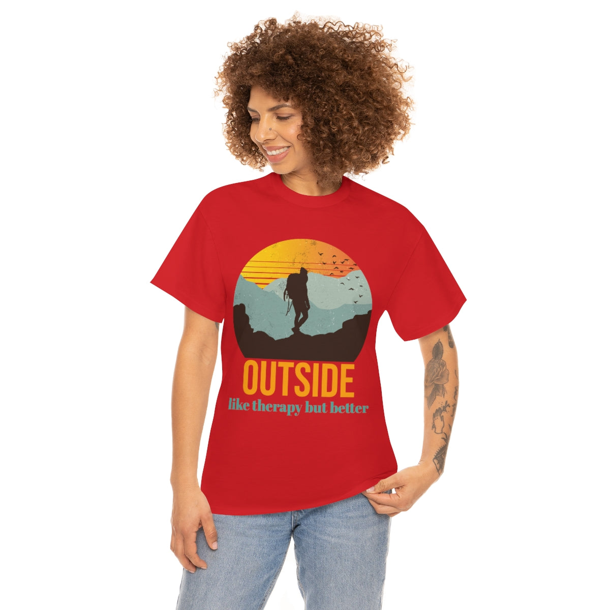 Outside, like therapy but Better Unisex Heavy Cotton Tee