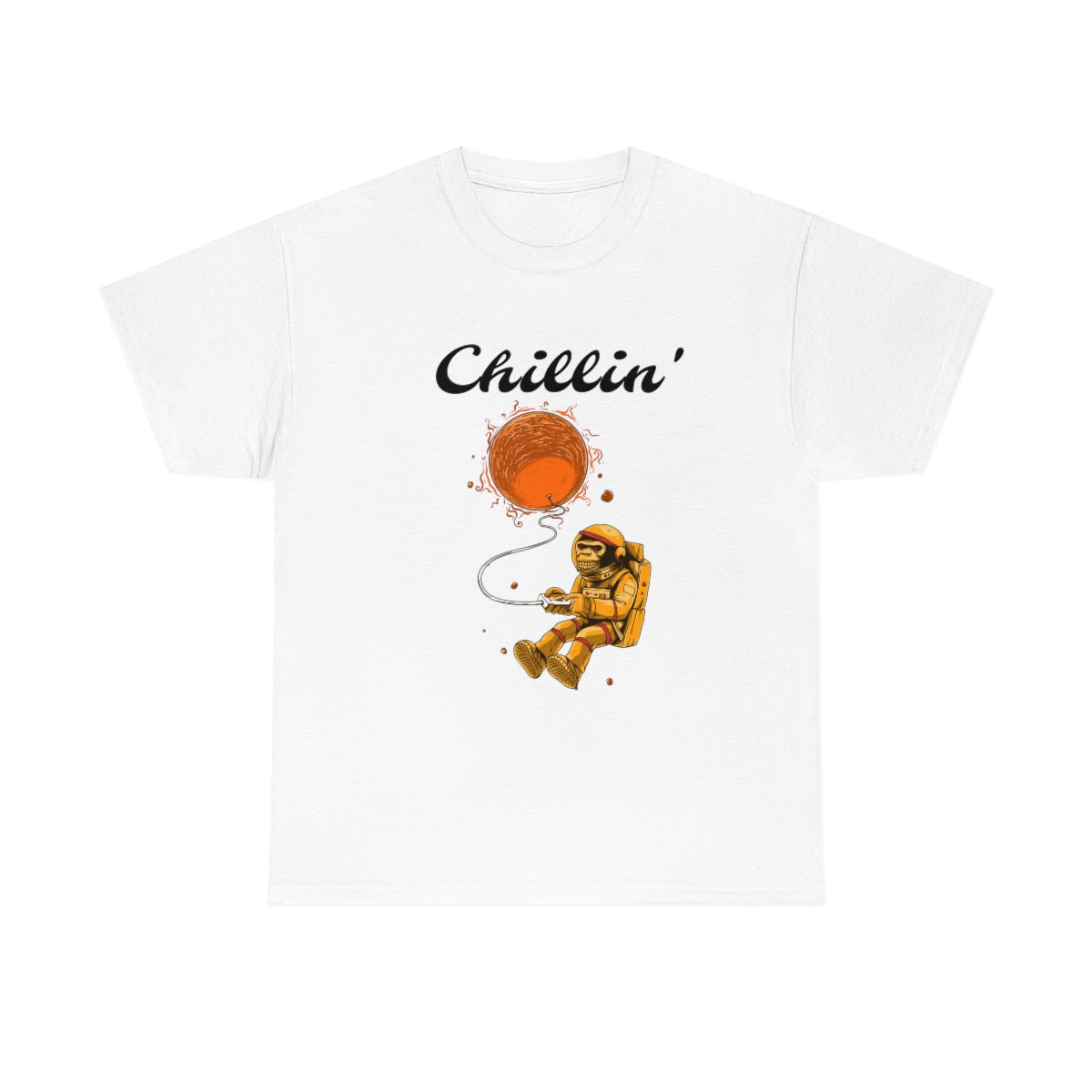 Chillin' Space Monkey Astronaut Unisex Heavy Cotton Tee