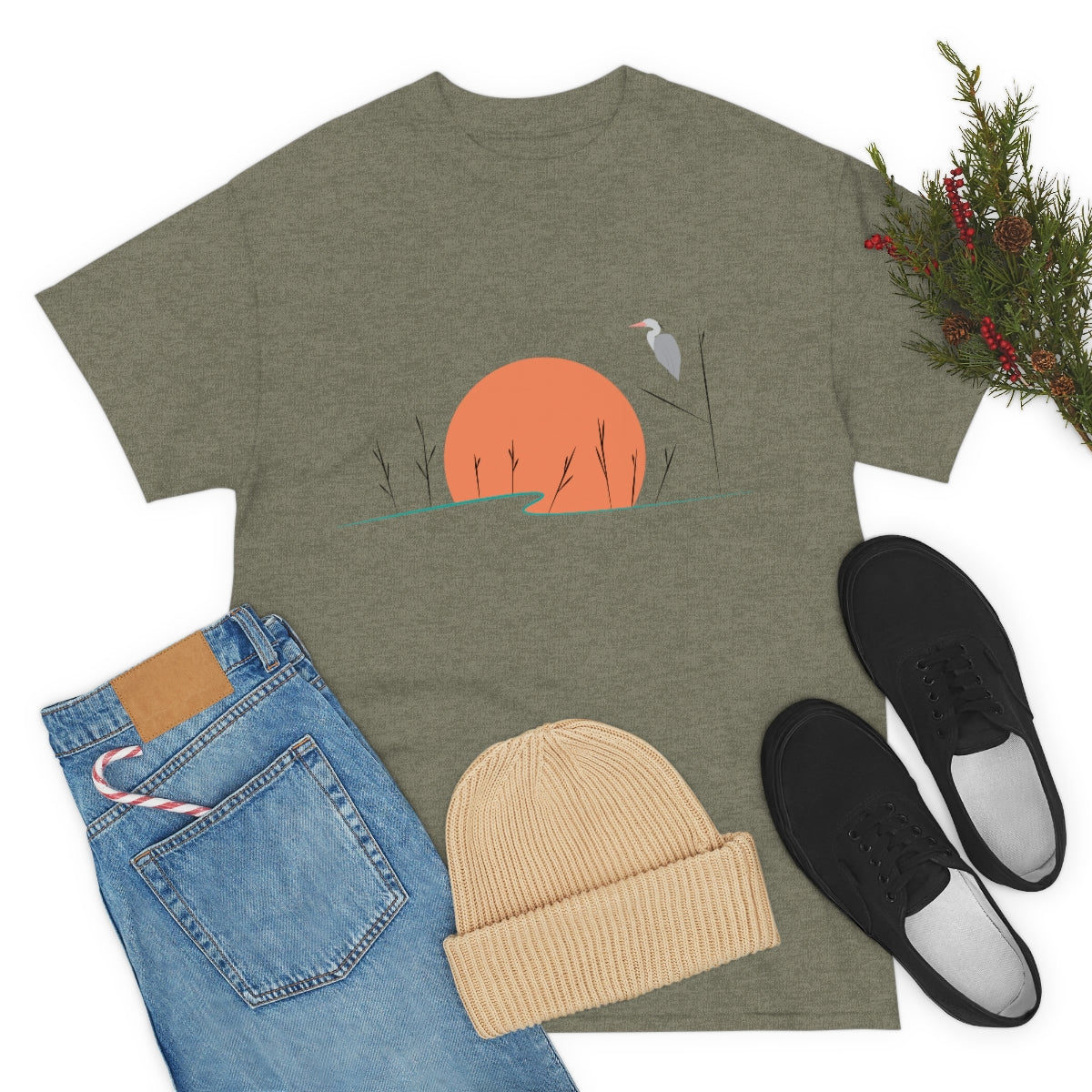 Tranquil Crane Unisex Heavy Cotton Tee