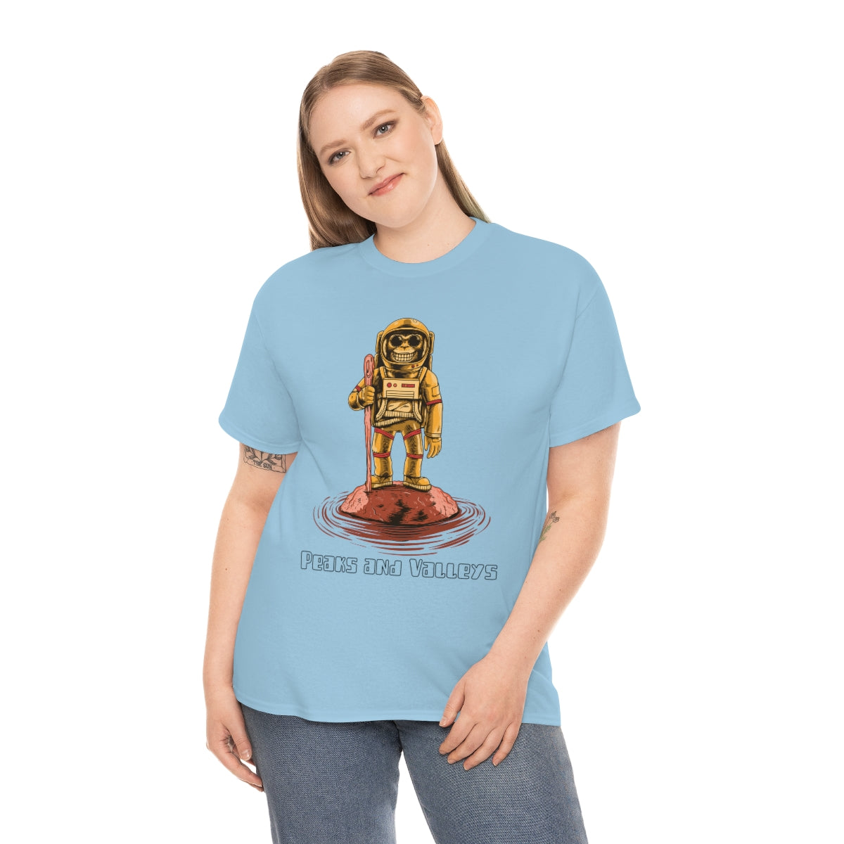 Peaks and Valleys Monkey Astronaut Unisex Heavy Cotton Tee