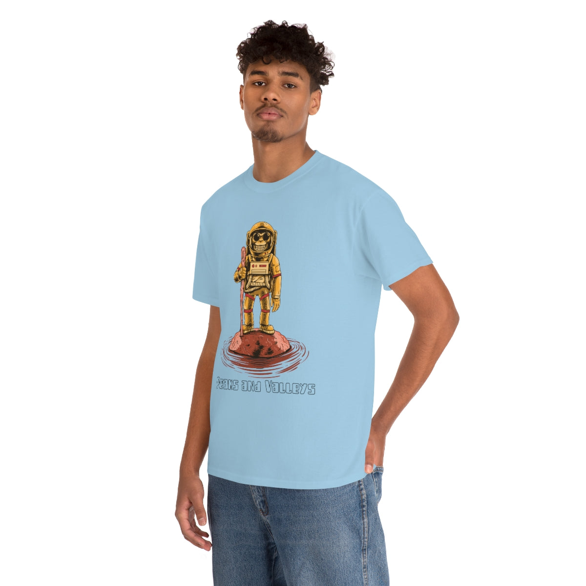 Peaks and Valleys Monkey Astronaut Unisex Heavy Cotton Tee