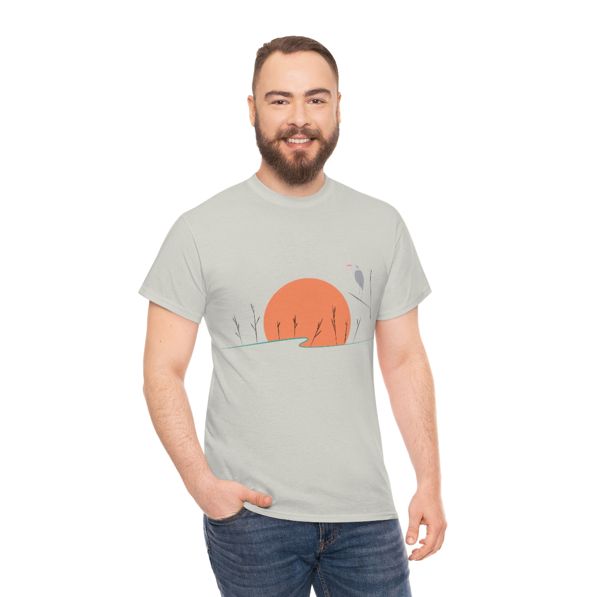 Tranquil Crane Unisex Heavy Cotton Tee