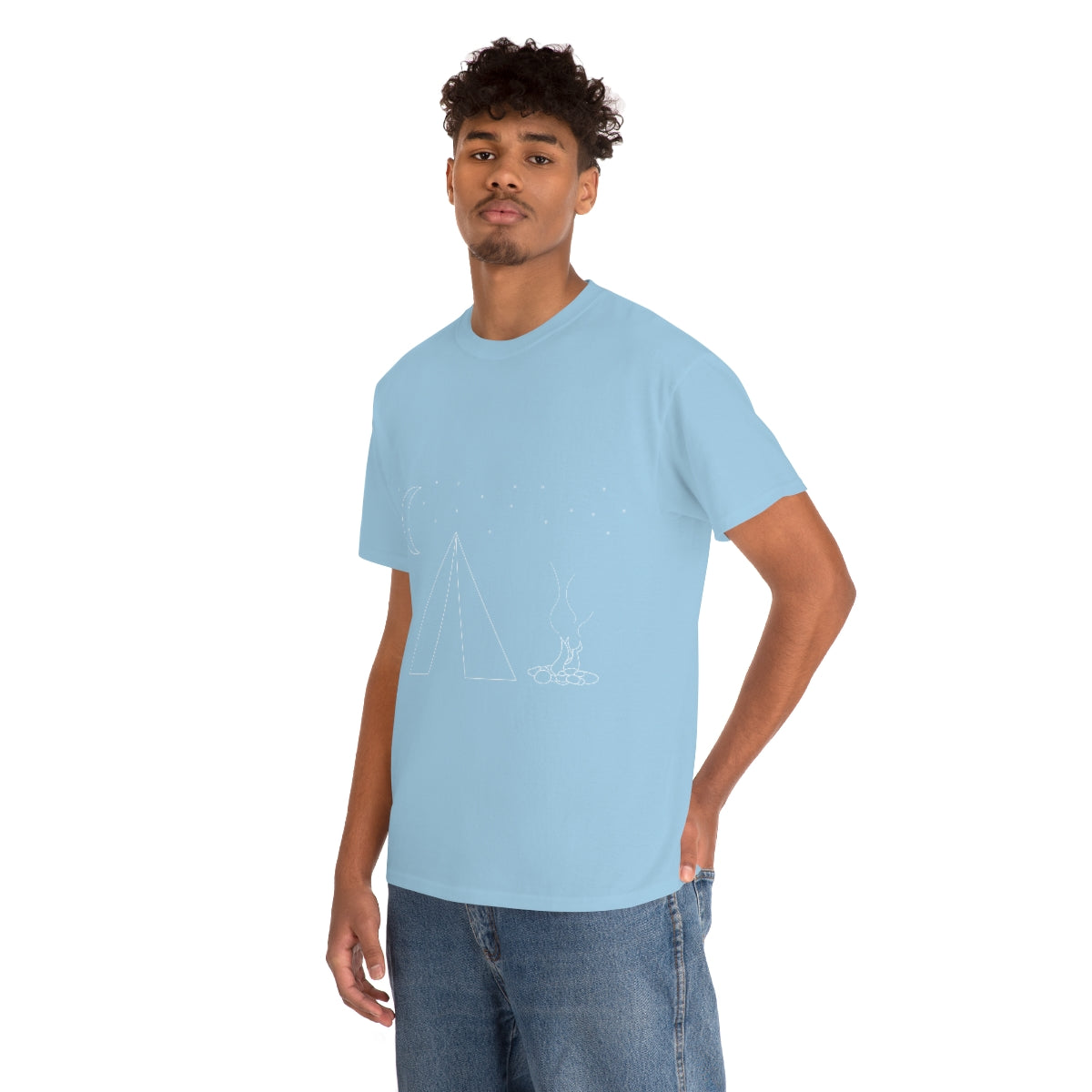 Simple Camping Outline Unisex Heavy Cotton Tee