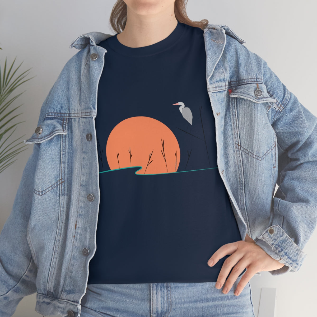 Tranquil Crane Unisex Heavy Cotton Tee