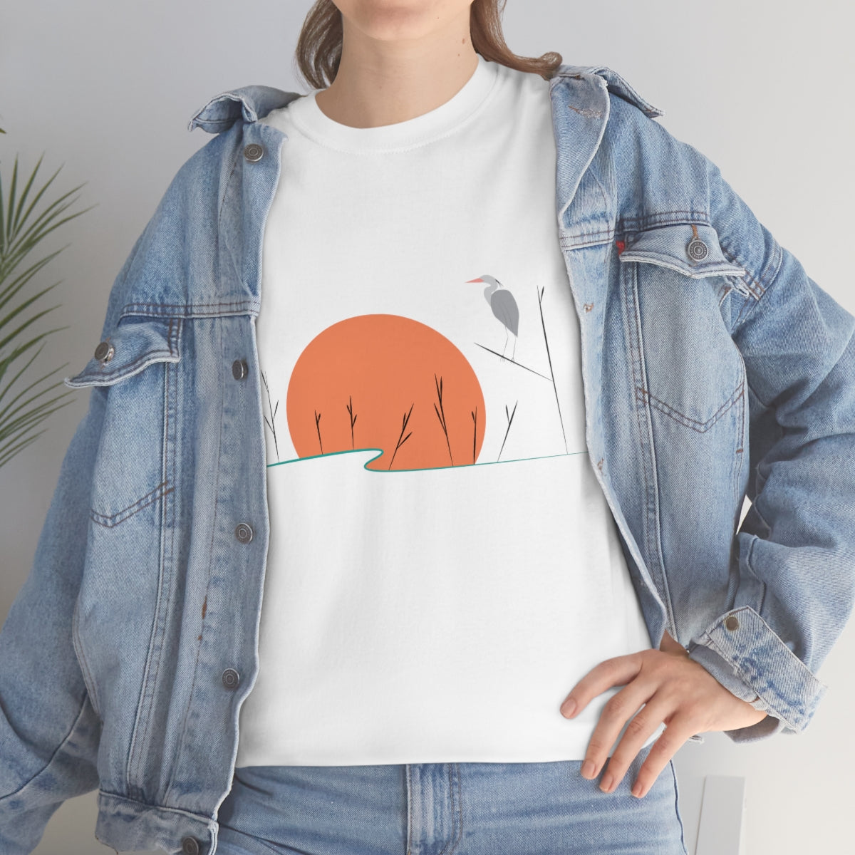 Tranquil Crane Unisex Heavy Cotton Tee