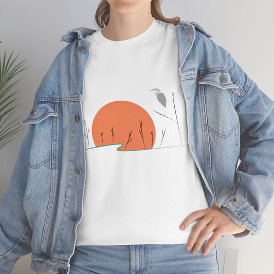 Tranquil Crane Unisex Heavy Cotton Tee