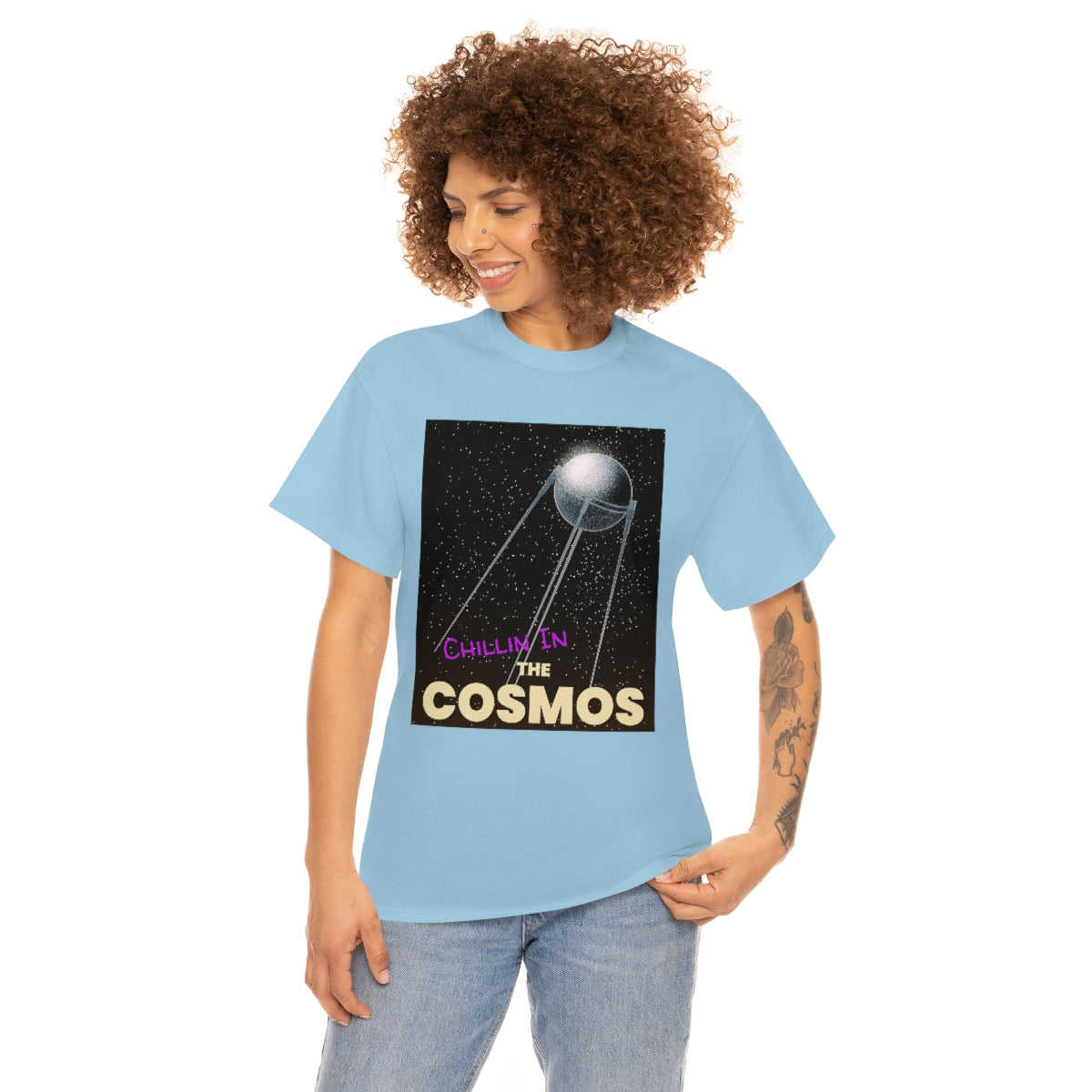 Chill Space Purple Graffiti Cosmos Astronaut Unisex Heavy Cotton Tee