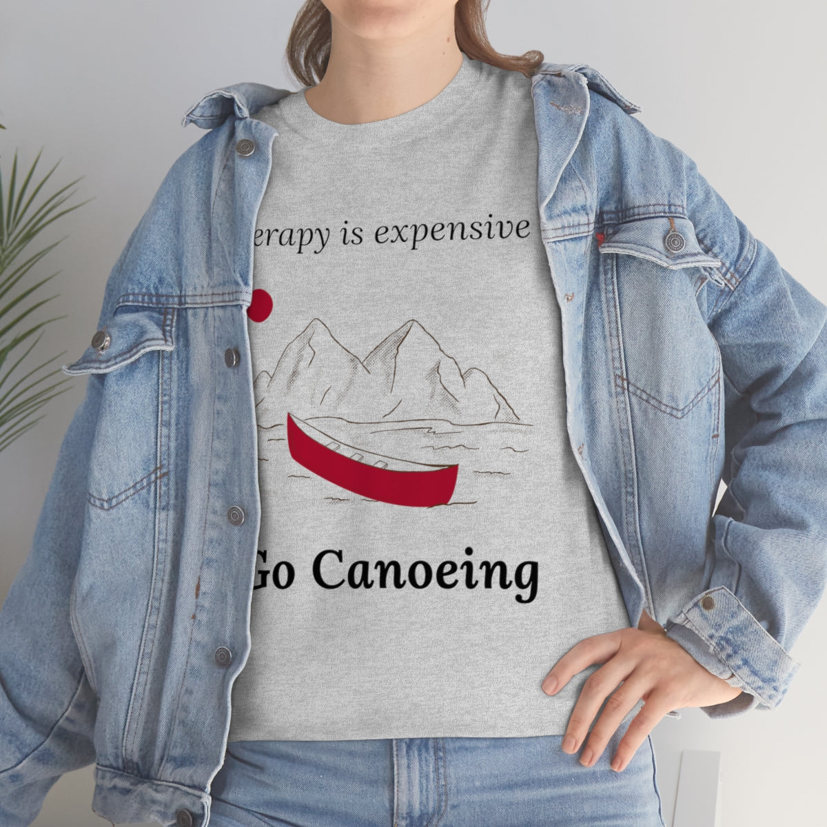 Therapy is Expensive Go Canoeing Unisex Heavy Cotton Tee